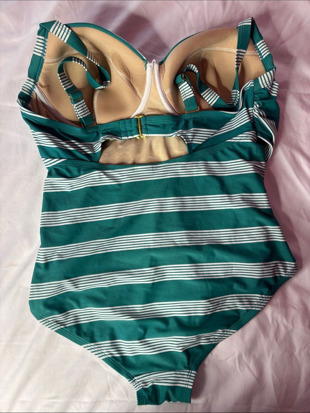 Terra & Sky Teal and White Striped One-Piece Swimdress - Picture 4 of 6